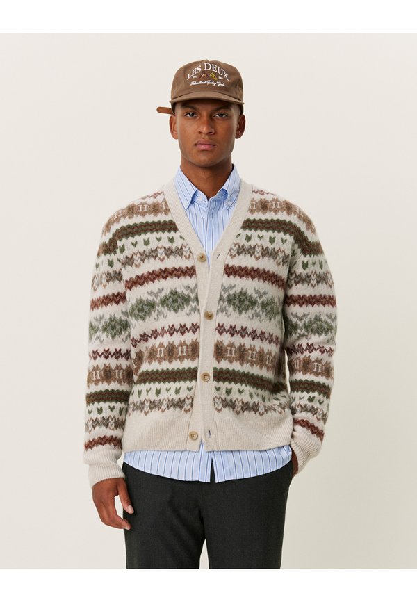 HORDUR FAIR ISLE - Cardigan - sand