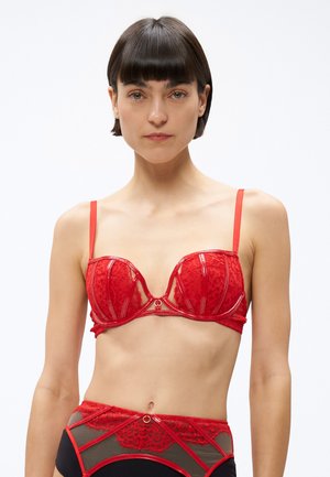 UNDENIABLE PADDED PLUNGE  - Tugitraadiga rinnahoidja - red