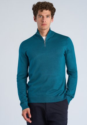 Lindbergh, ECOVERO HALF ZIP - Striktrøje - petrol
