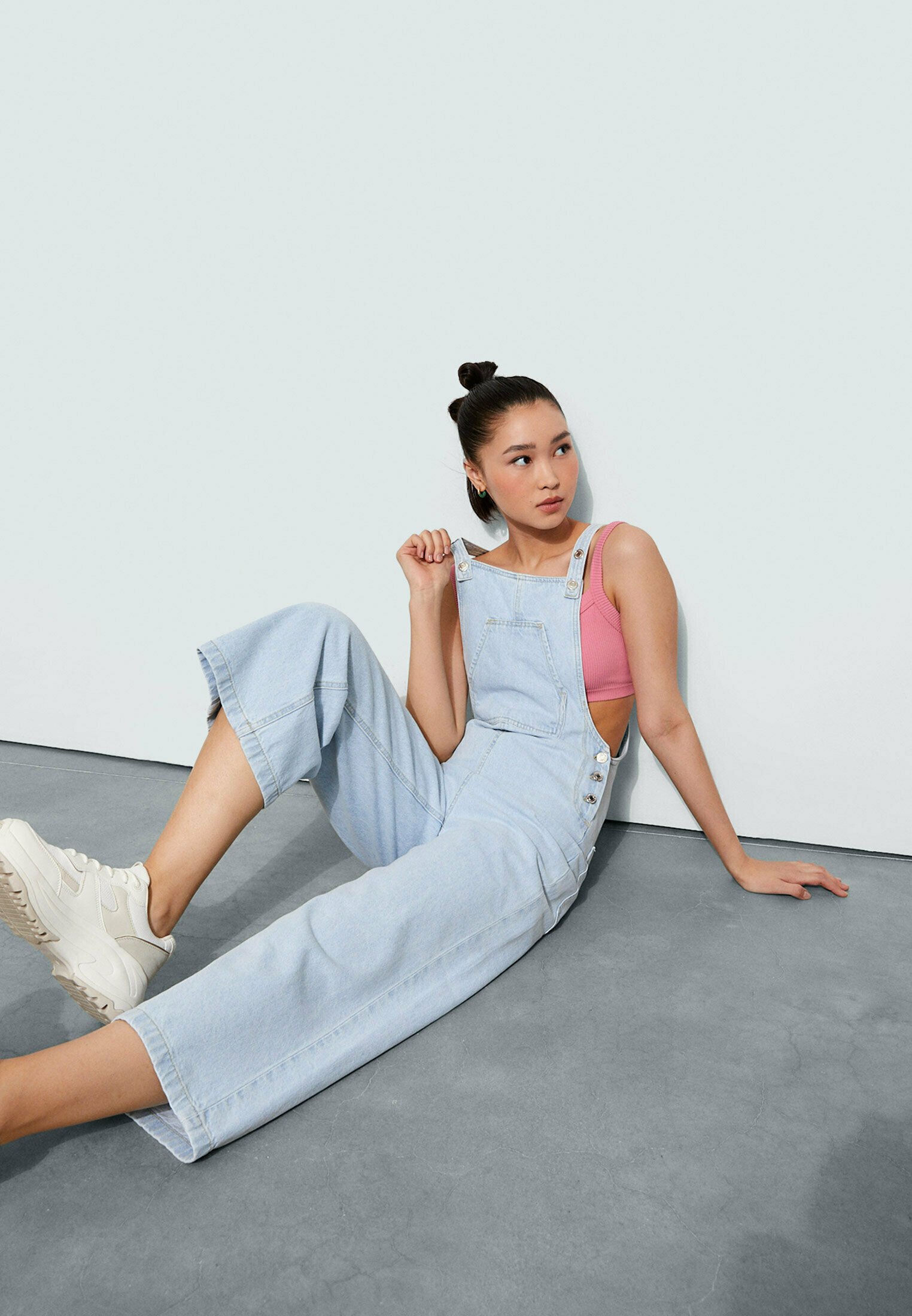 Stradivarius Dungarees - light blue 