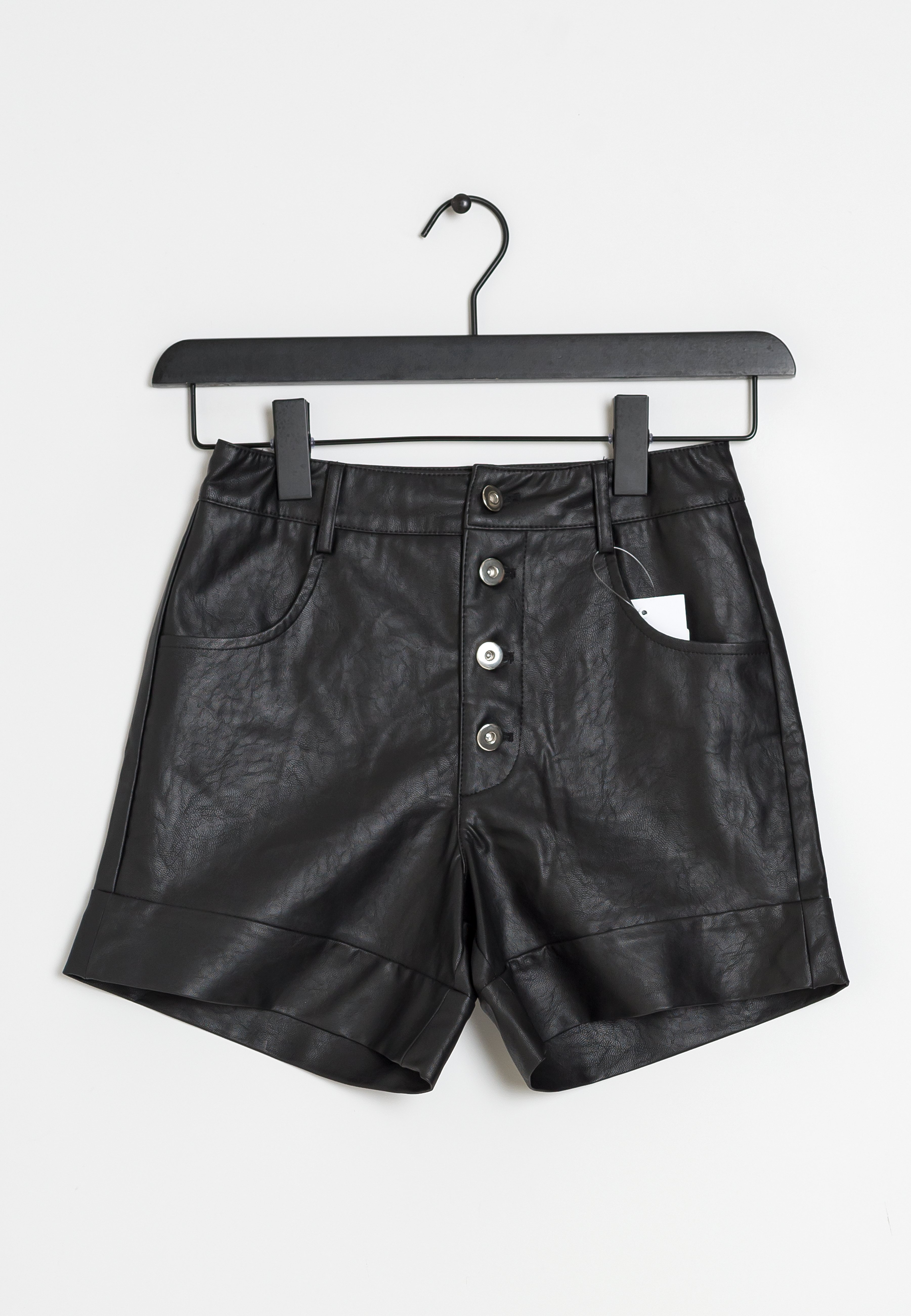 black pleather shorts