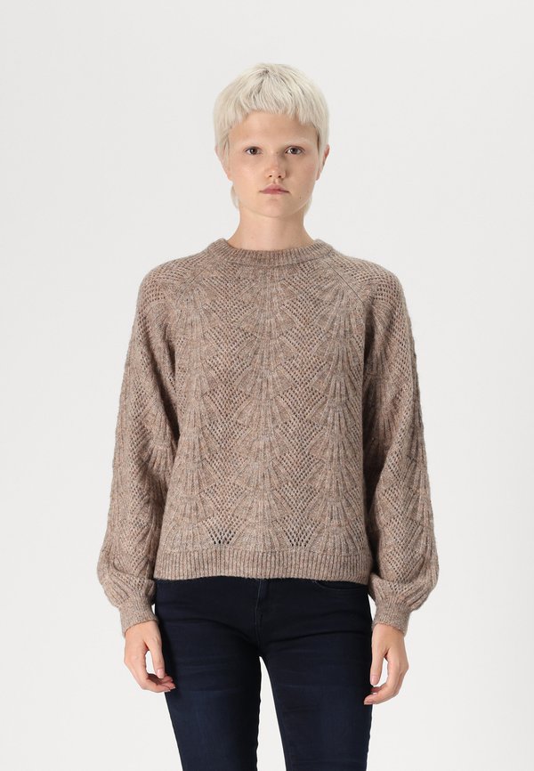 OBJFLORA RE LS NOOS - Jumper - desert taupe