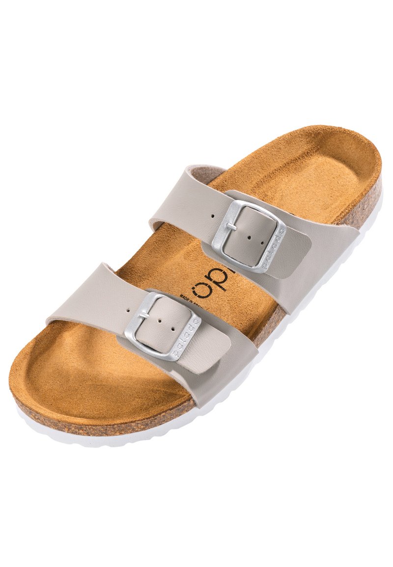 Damen Flache Pantoletten | Palado SAMOS Pantolette flach grau - YJ00451 Damen Flache Pantoletten | Palado SAMOS Pantolette flach grau - YJ00451