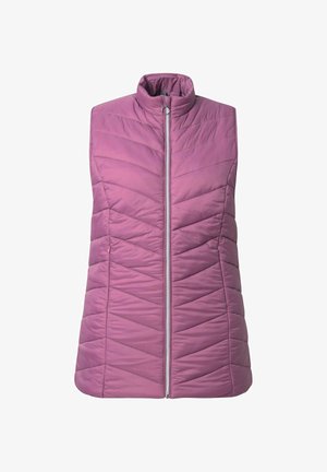 Vaatteeseen kuuluu vaahtomuovilla käsitelty liivi, jossa on hihaton malli ja vaalea purppuranvärinen sävy. Korkea kaulus ja edessä vetoketju. Kankaan pinnassa on teksturoidusta chevron-kuviointia.