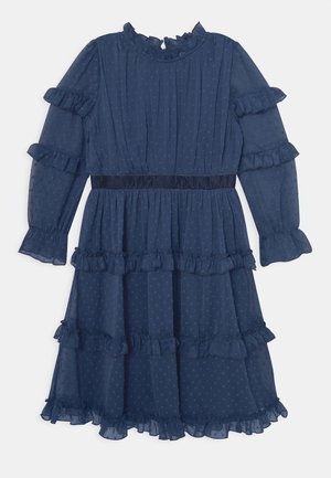 DOBBY SPOT LONG SLEEVE RUFFLE - Rochie cocktail/Rochie petrecere - indigo blue