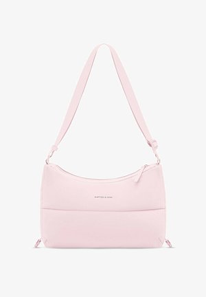 Lichtroze schoudertas met verstelbare riem, ritssluiting en "Kapten & Son" logo in het midden aan de voorkant.