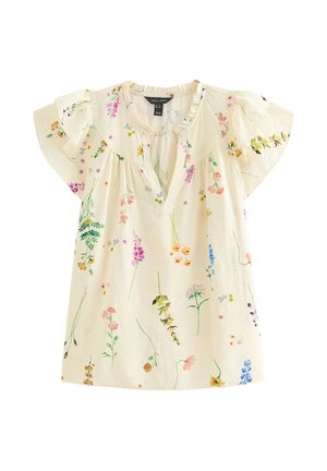 New Look, FLORAL PRINT FLUTTER SLEEVE BLOUSE - Blusa - off white