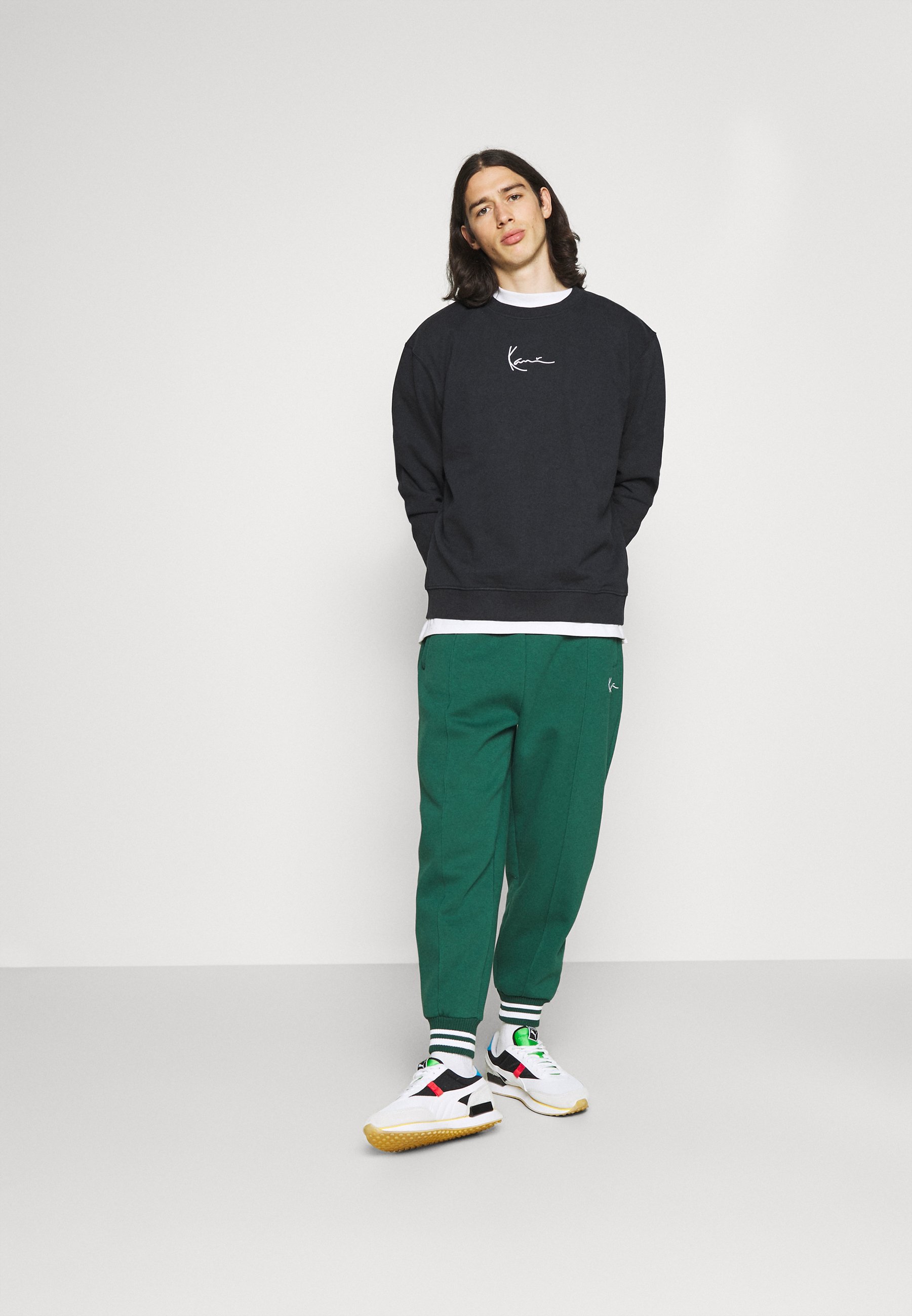 KARL KANI◆Small Signature Striped Crew Sweatshirt [Green] Karl Kani Small Signature Striped Crew | 6029242 | Sneaker