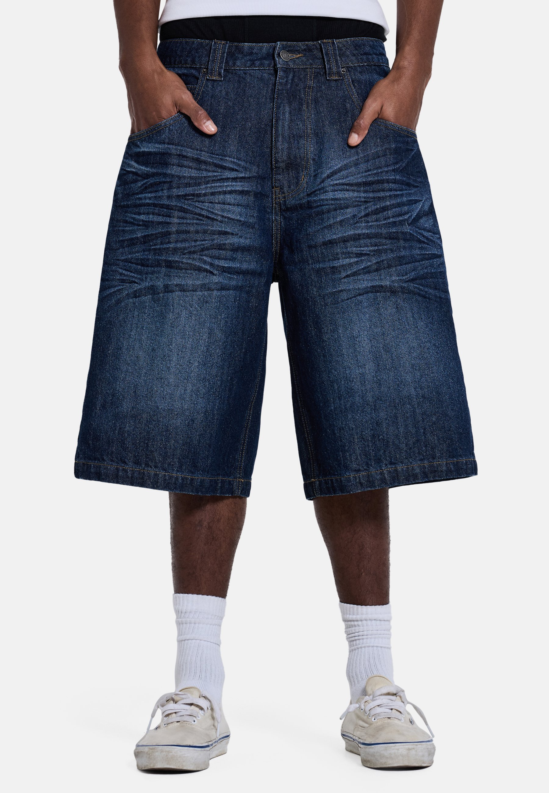 Jaded London KINGDOM COLOSSUS JORTS - Denim shorts - indigo/dark