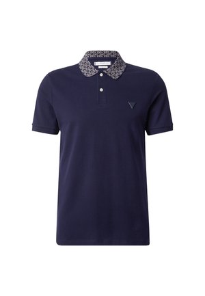Polo marino con cuello estampado, tapeta de tres botones y un pequeño logo en el pecho. Fabricado en un tejido suave y transpirable.