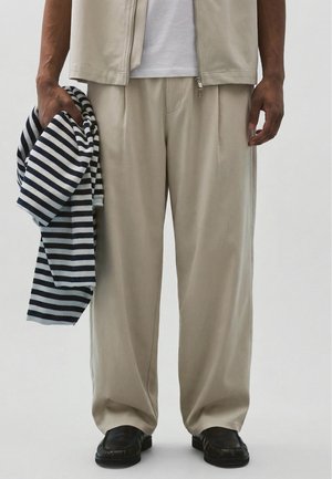 Bershka SUPER DARTED - Nadrágok - stone