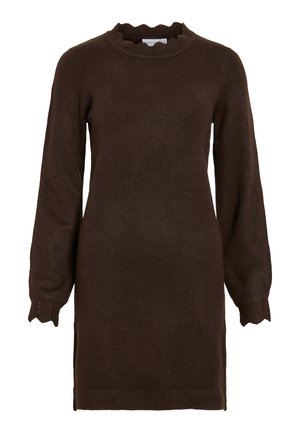 VILA, VINIKOLINA O NECK DRESS - Φόρεμα-πουλόβερ - coffee bean melange