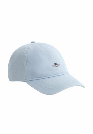 Hellblaues Baseball-Cap mit gebogenem Schirm und kleinem GANT-Logo mit Sternen und Streifen auf der Front.