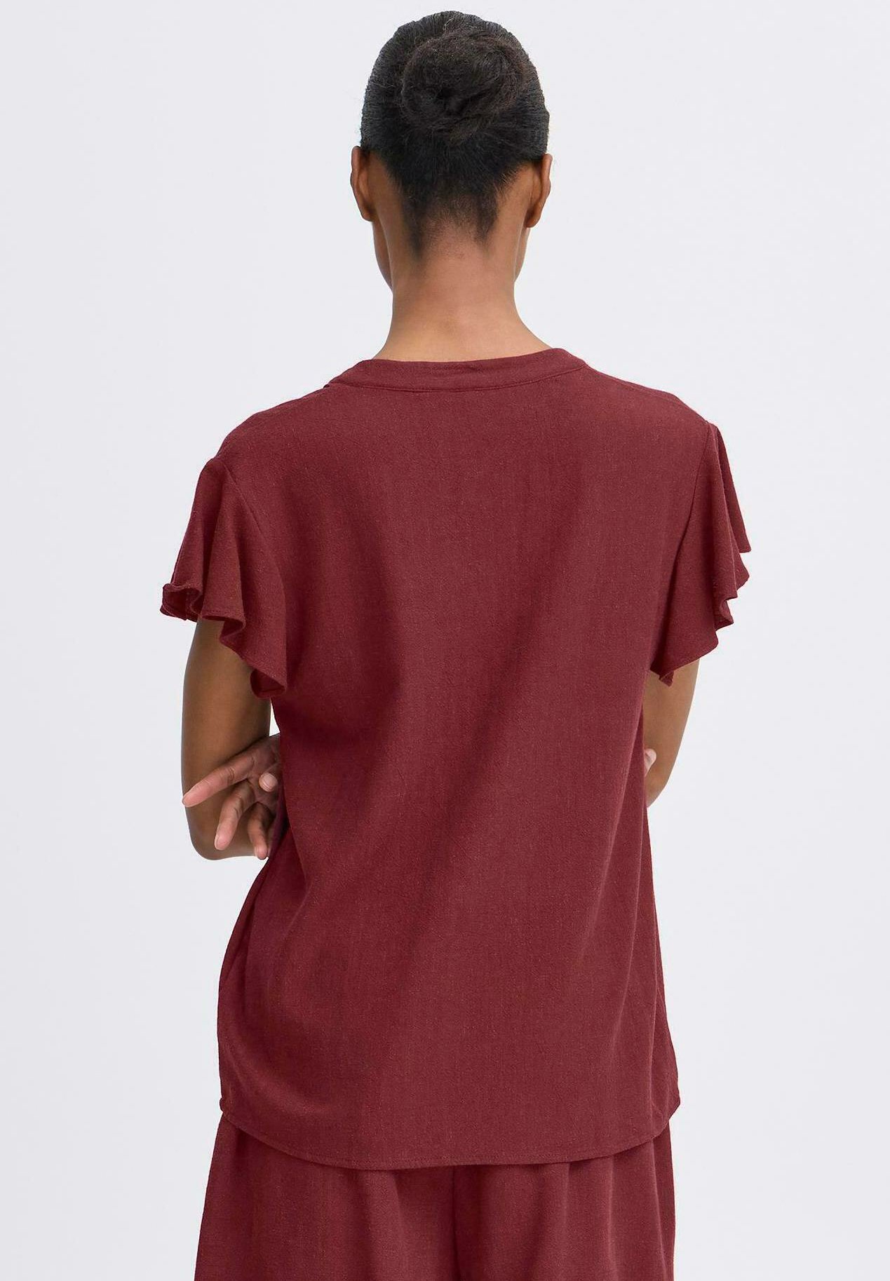 売れ筋商品|||ビーヤング シャツ レディース トップス BYFILINEN - Blouse - tawny port BYFILINEN Tawny Port Blouse with Low-Cut V-Neck
