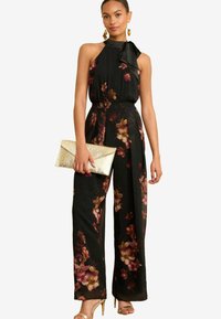 Love & Roses HALTER NECK BELTED WIDE LEG - Overall / Jumpsuit - black floral