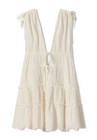 Bershka RUFFLED WITH GATHERED DETAIL - Vestito casual - white