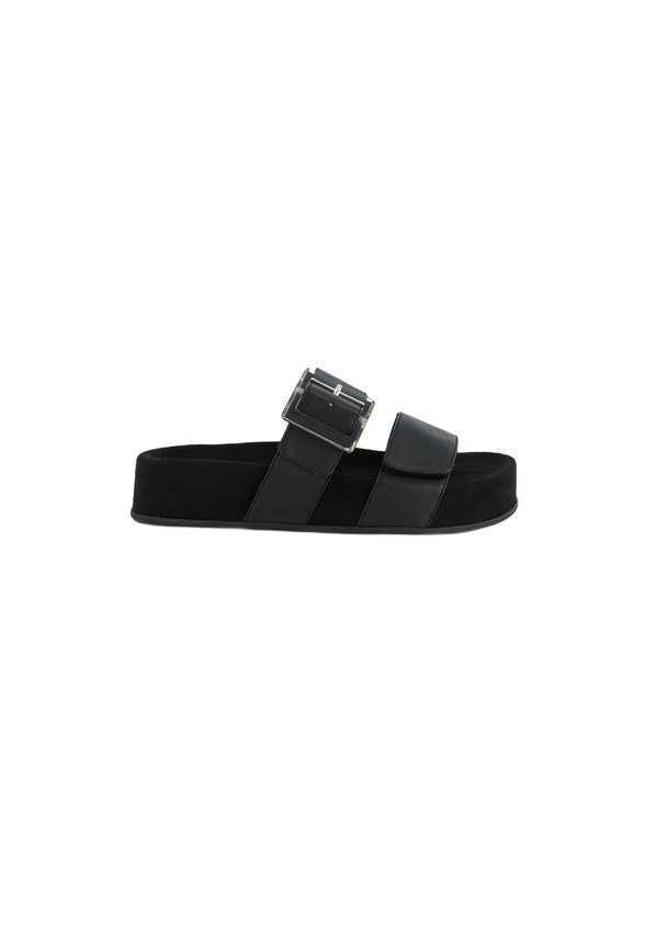 Pantolette flach - schwarz