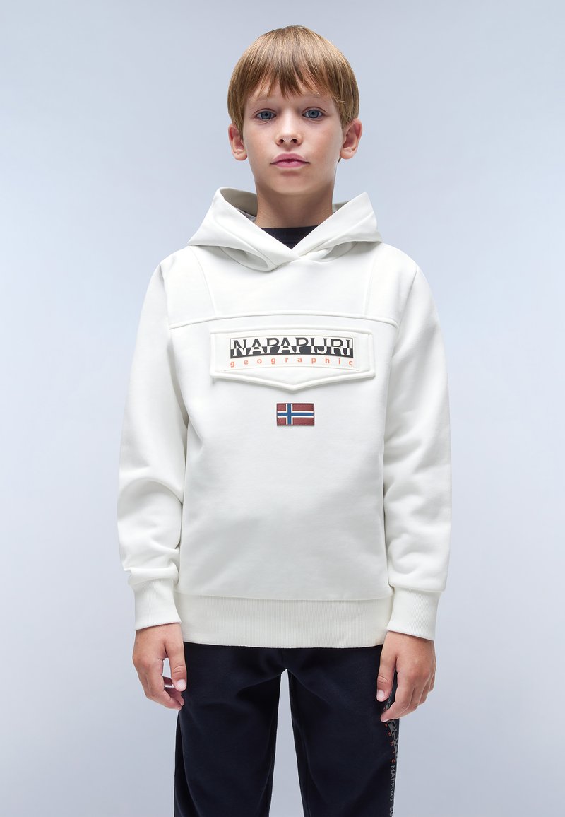 Napapijri BURGEE UNISEX - Felpa con cappuccio - white heron