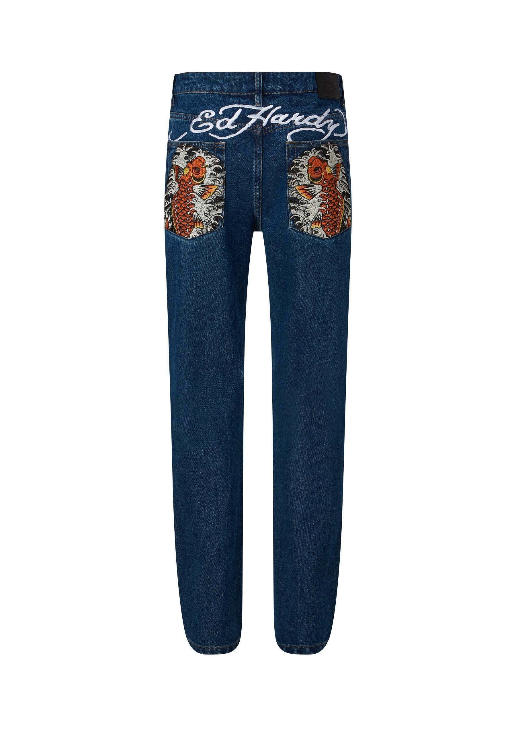 Ed Hardy KOI-MERGE - Relaxed fit jeans - indigo/blue denim - Zalando