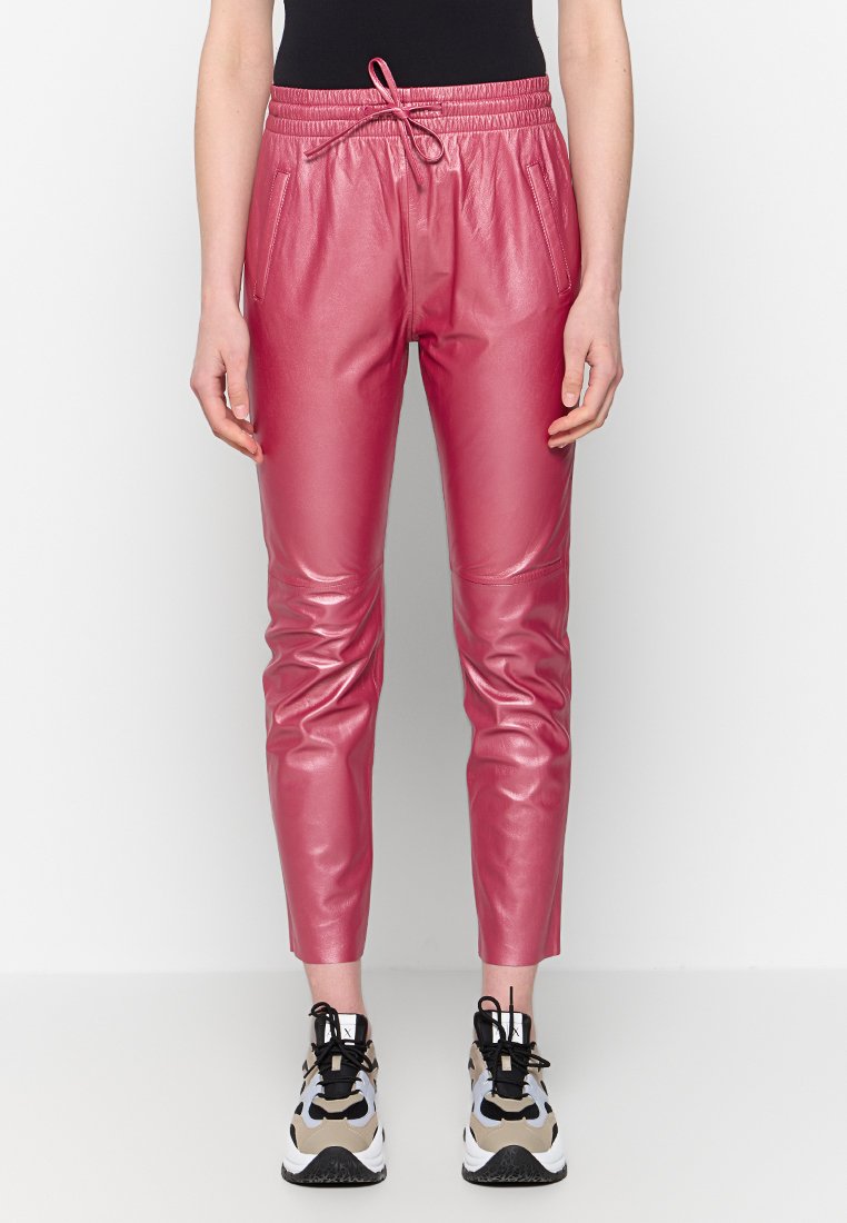 Oakwood Leren broek donkerroze