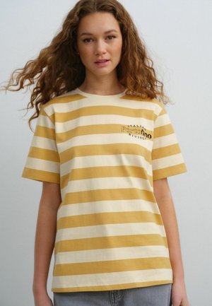 REGULAR FIT  OCHRE HEAVYWEIGHT - Print T-shirt - yellow ecru graphic stripe