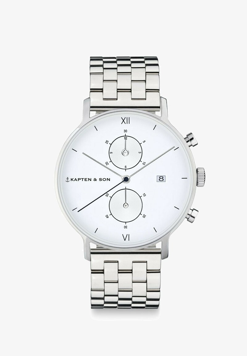 Kapten & Son CHRONO - Chronograph - silver coloured white