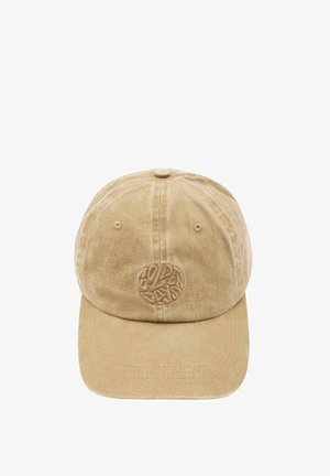 Casquette de baseball marron clair avec logo circulaire brodé "Golden Days" centré sur le panneau avant.