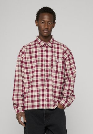 SIGNAR - Hemd - washed checked maroon red stone