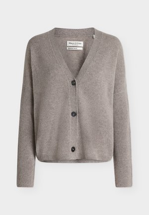 Marc O'Polo, CARDIGANS, LSL, V-NECK, RIB AT SLEEVE, HEAVY KNIT - Cardigan - stone taupe melange