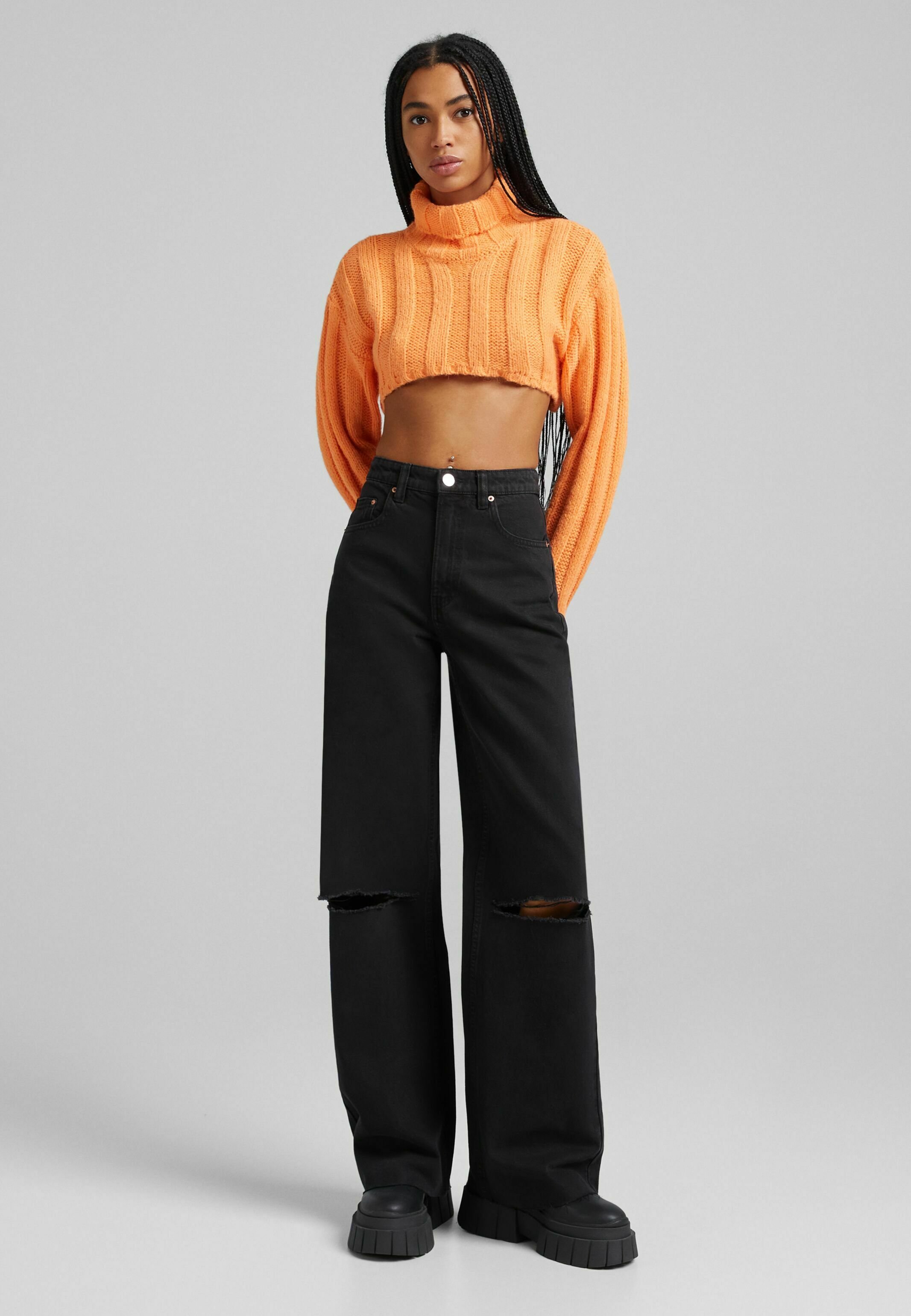 Bershka WIDE LEG TWILL - Pantaloni - black/nero - Zalando.it
