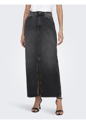 ONLY ONLCILLA LONG SLIT SKIRT - Μάξι φούστα - washed black