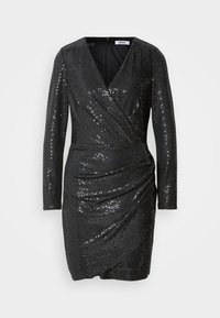 SURPLICE TOP WITH RUCHED MINI SKIRT - Jerseykjole - black/silver-coloured