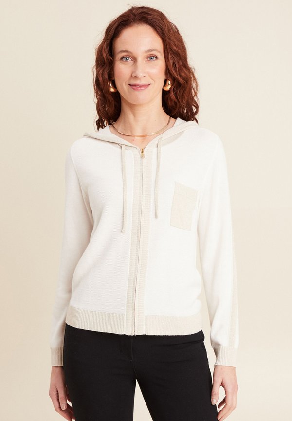 KAPUZEN MIT REISSVERSCHLUSS - Strickjacke - ecru