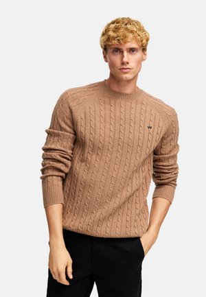 FLYNN CABEL CREW NECK - Stickad tröja - wood smoke