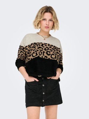 ONLY, ONLJADE ANIMAL O NECK - Пуловер - moonbeam/black/toasted coconut