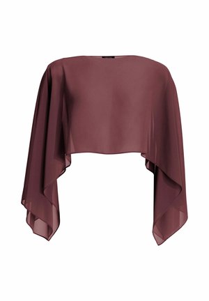 Blouse courte ample et transparente mauve avec de larges manches fluides et un décolleté bateau, conçue pour un look élégant et aérien.