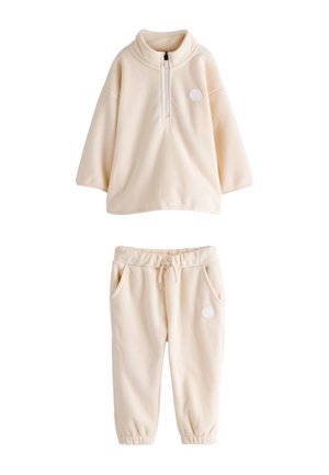 Next REGULAR FIT - HALF ZIP JOGGERS SET - Træningssæt - ecru off white fleece