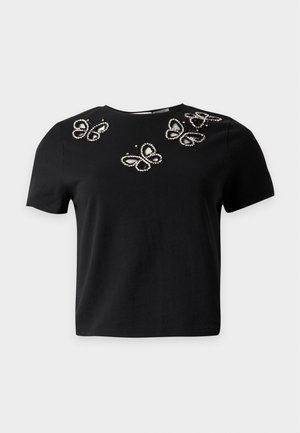 Alice + Olivia, CINDY CROPPED TEE CUT OUTS - T-shirts print - black/silver-coloured