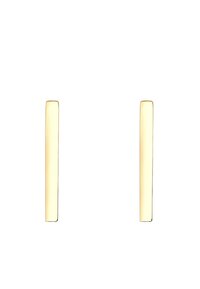 Pendientes de acero inoxidable con tono dorado que presentan un diseño rectangular minimalista, superficie lisa y sin adornos adicionales.
