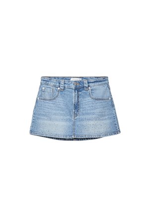 Stradivarius D62 SKORT WITH RHINESTONES - Minigonna - blue denim
