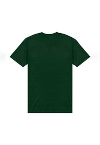 Mörkgrön bomullströja med korta ärmar och rundad halsringning, med en enhetlig struktur och utan synliga grafik eller logotyper.