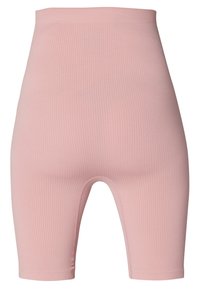 Hoog uitgesneden roze geribbelde shorts met een gladde textuur en een aansluitend ontwerp, met een lengte tot halverwege de dijen en een elastische tailleband.
