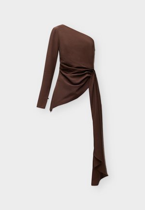 Topshop, ONE SHOULDER - Μπλούζα - chocolate brown