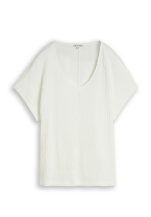 TOM TAILOR, LOOSE FIT T-SHIRT IM MATERIAL-MIX - T-shirt basic - whisper white