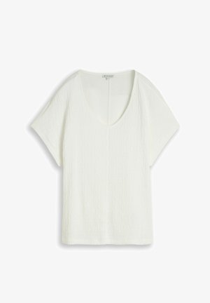 TOM TAILOR, LOOSE FIT T-SHIRT IM MATERIAL-MIX - T-shirt basic - whisper white