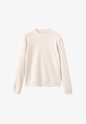 Lichtbeige sweatshirt van zachte stof, met een ronde halslijn, lange mouwen en ribgebreide boorden en zoom voor een ontspannen pasvorm.