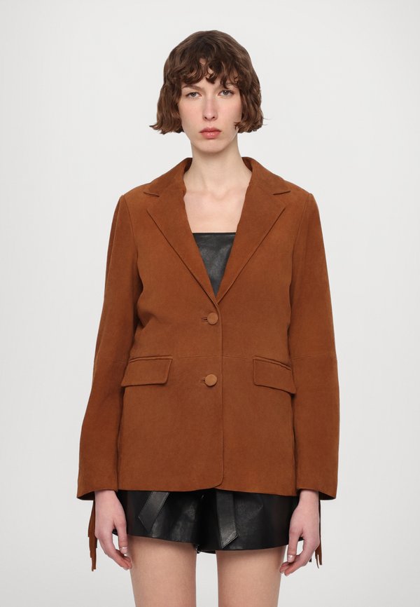 ADELAIDE FRINGED - Blazer - tobacco