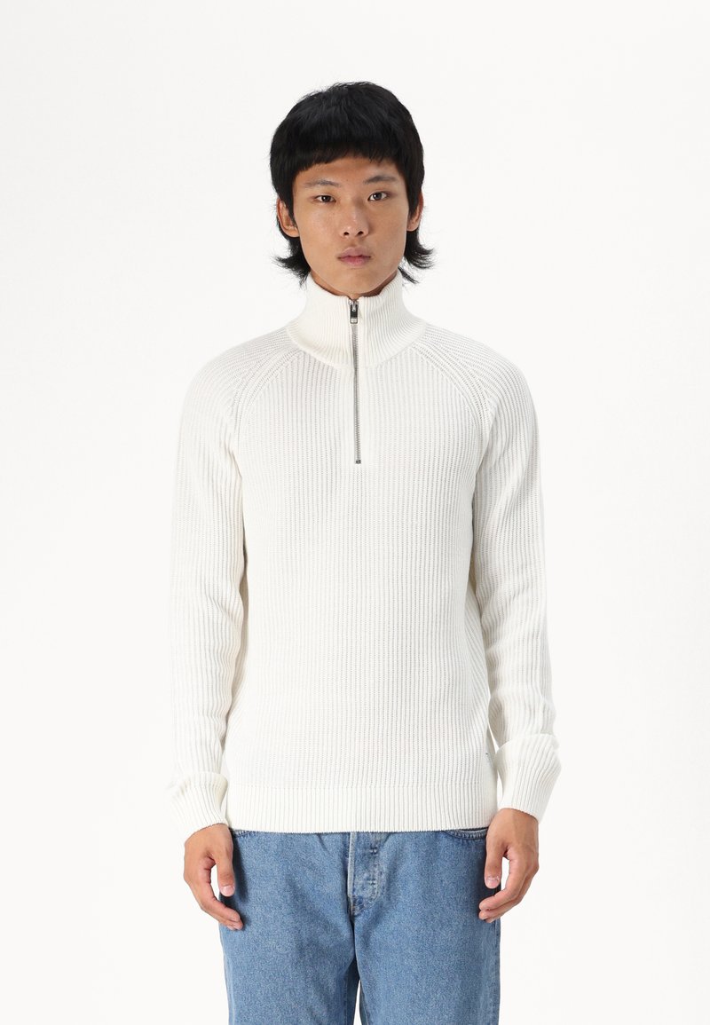 Jack & Jones JJPANNEL HALF ZIP  - Trui - cloud dancer