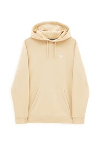 Felpa beige con cappuccio, tasca a marsupio, lacci e logo bianco sul petto. Realizzata in tessuto morbido con polsini a coste.