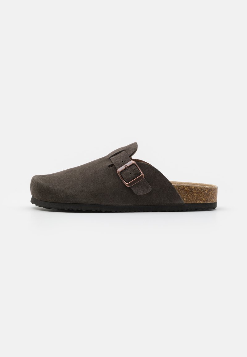 Pier One - LEATHER UNISEX - Tøfler - dark brown, Forstørre